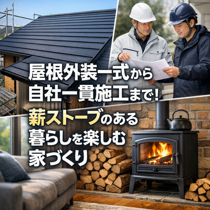 屋根外装一式から自社一貫施工まで！薪ストーブのある暮らしを楽しむ家づくり